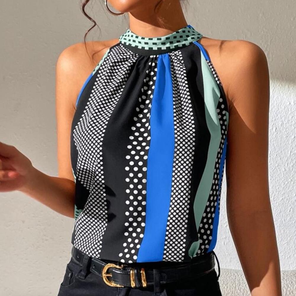 Shein Stylish Black and Blue Women's Top